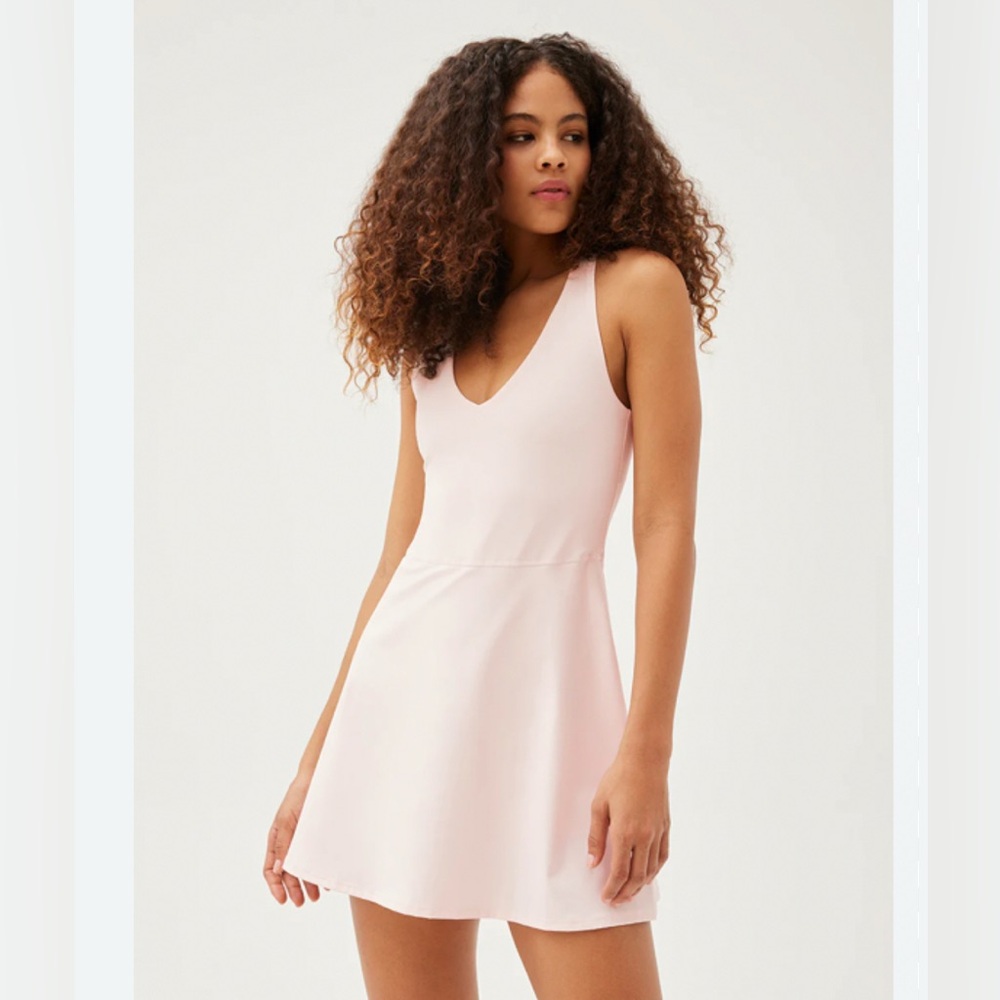 Reformation “Ecomove” blush pink athletic dress with built in shorts